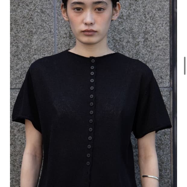 오브헤덴 Natural Fold Button Cardigan black