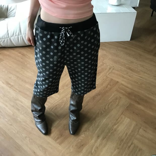 vintage dot pattern half pants