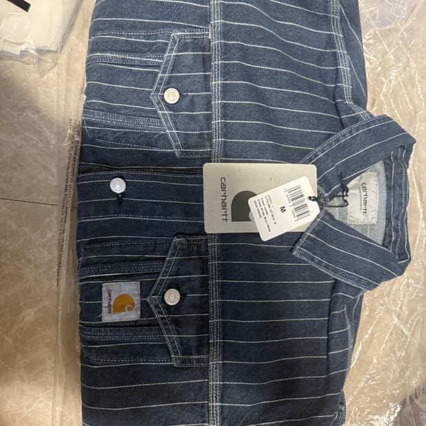 M사이즈 칼하트WIP 오를레링 올리언 스트라이프 자켓 블루