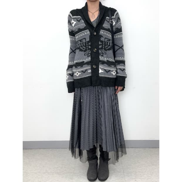 빈티지 리버시블 블랙 샤 스커트