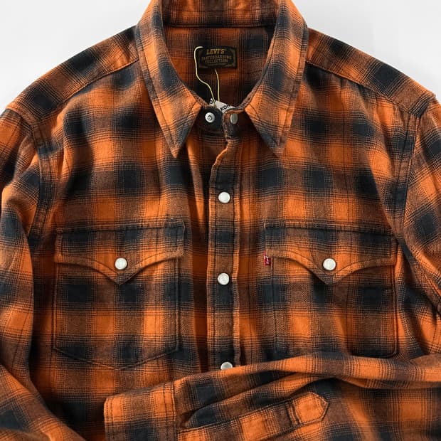 리바이스 스케이트보딩 컬렉션 오렌지 체크 플란넬 셔츠