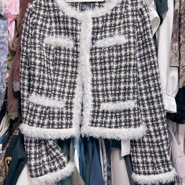 세실맥비 트위드 퍼자켓 새상품