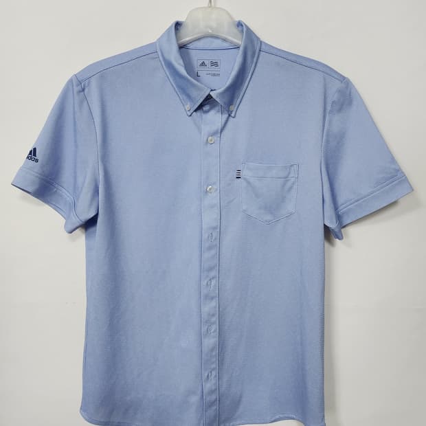 아디다스 골프  기능신축성 블루 반팔 셔츠 100 L 새제품급