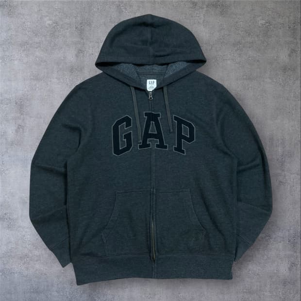 GAP 스펠아웃 빅로고 차콜 후드 집업