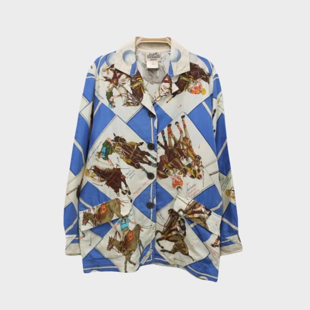 80-90'S 에르메스 실크 셔츠 자켓 65258