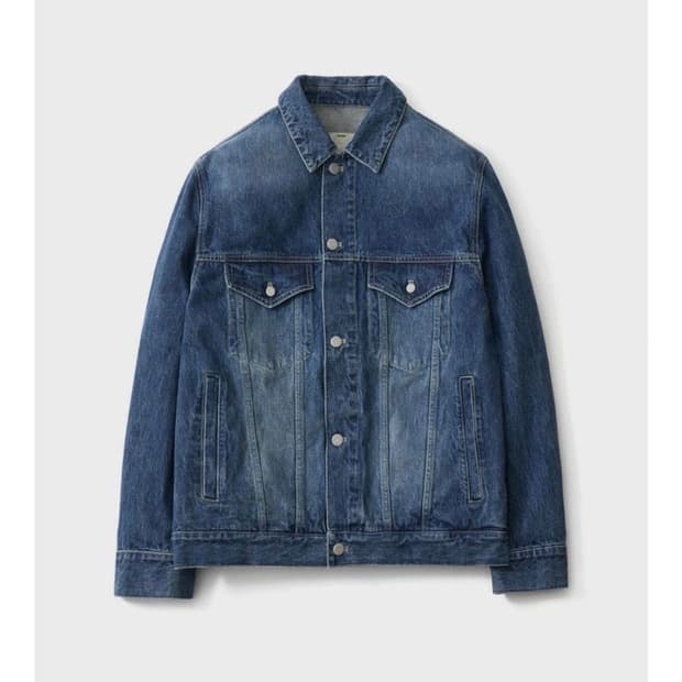 포터리 데님 자켓 미드블루
