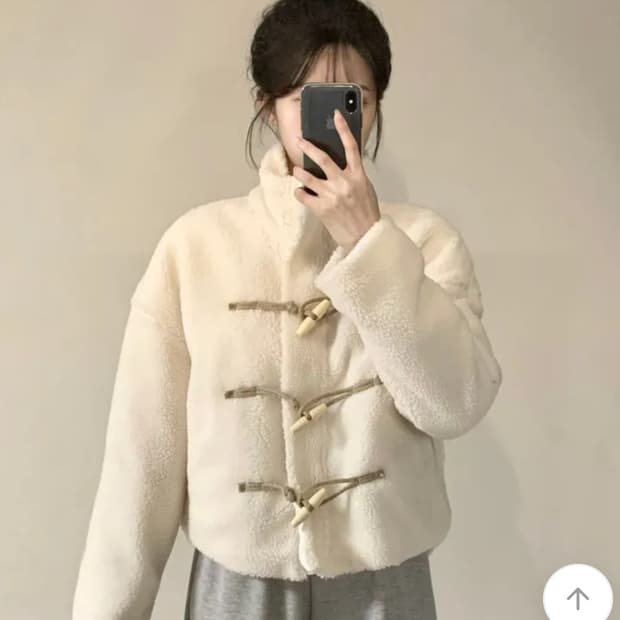 양털 떡볶이 후리스집업 떡볶이 코트 아이보리 