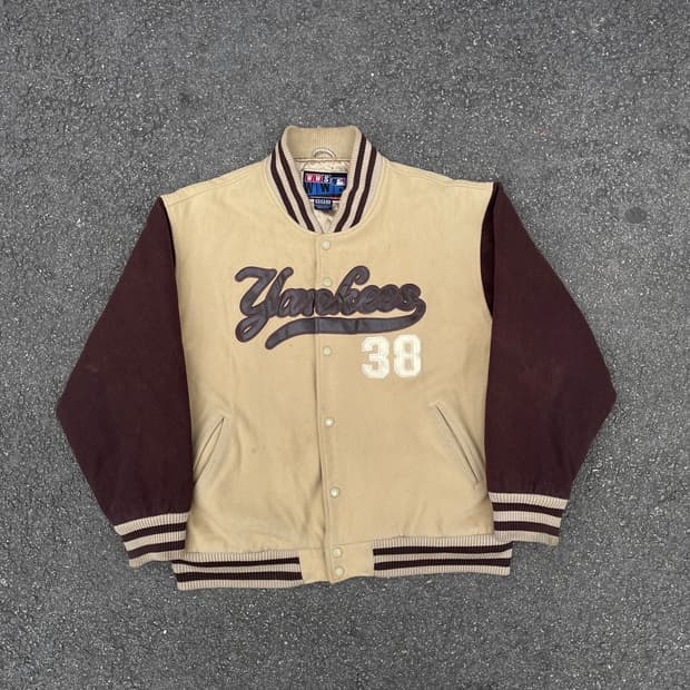 90s WWS MLB 뉴욕 양키즈 베이스볼 울 바시티 누빔 자켓 105