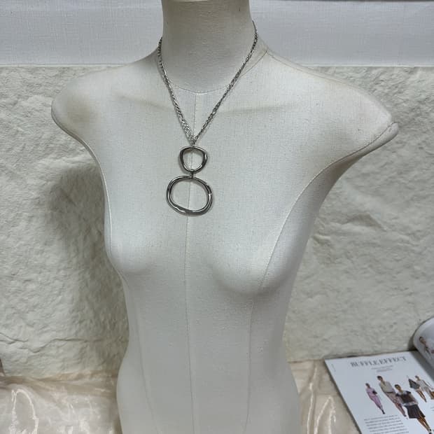 빈티지 해머링 더블 링 체인 목걸이