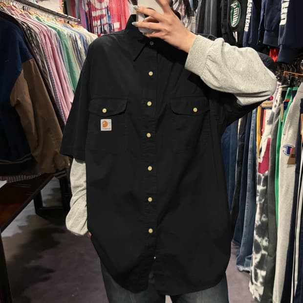 [IM] Carhartt 칼하트 투포켓 반팔 셔츠 블랙