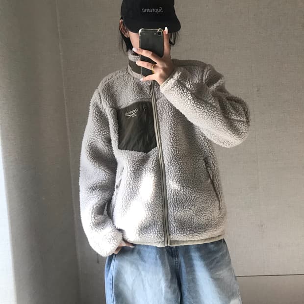 리복 아이보리 카키 후리스