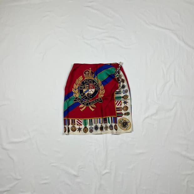 90‘s 폴로랄프로렌 og 빅크레스트 실크 스커트 치마