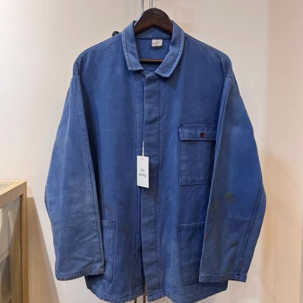 80s Vintage 오리지널 프렌치 리페어 워크 자켓