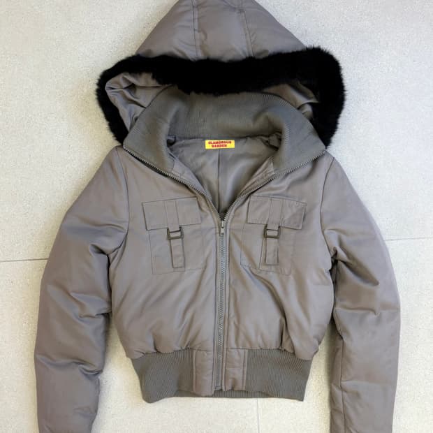 베이지 y2k 퍼 숏패딩