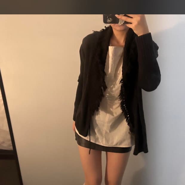 빈티지 러플 브라운 가디건