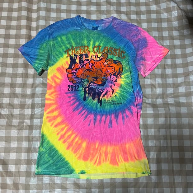 길단 타이다이 빈티지 반팔 S 염색 나염 무지개 스트릿