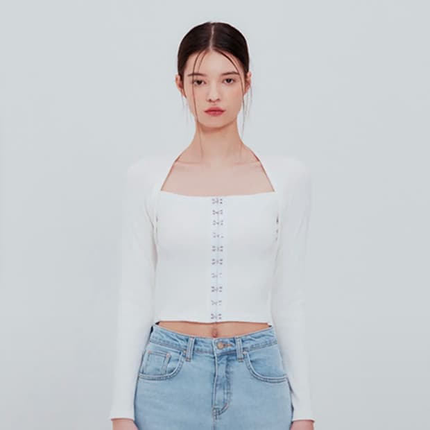 낫유어로즈 후크 스퀘어 탑 (화이트) free