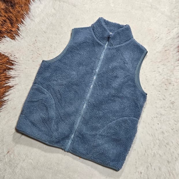 일본 빈티지 스카이블루 후리스 베스트