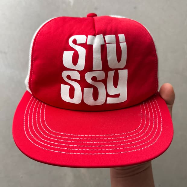 Vintage Stussy Red Trucker Cap