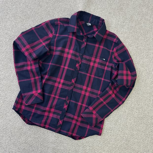 M 노스페이스 체크 패턴 긴팔 셔츠 0420D