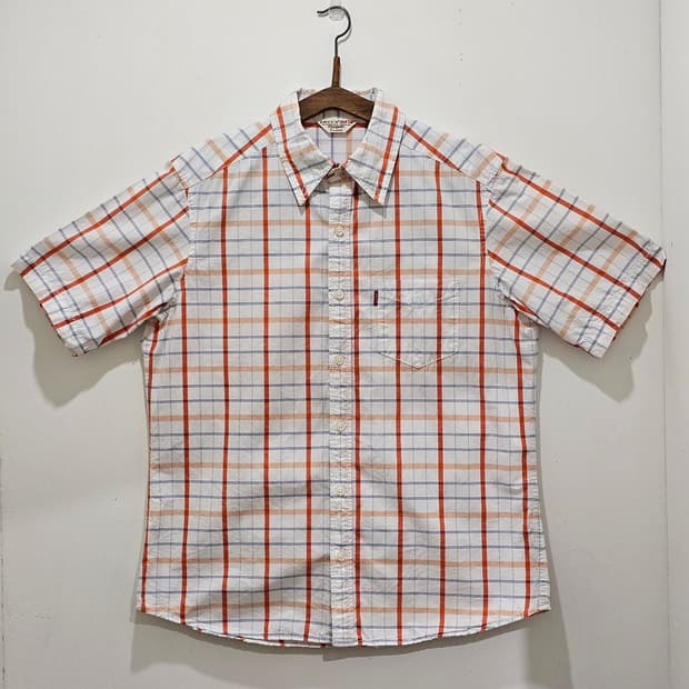 Japan 00's Levis 레드탭 오렌지 체크 반팔셔츠