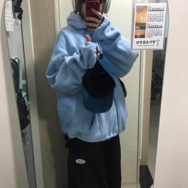 플리스 워머 집업 (sky blue)
