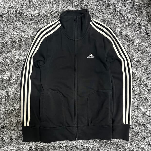 (90) 아디다스 코튼 트랙탑 져지 블랙