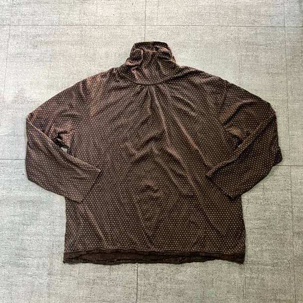 일본빈티지 Plaine 하구미모리걸 아메카지 도트땡땡이 러플티셔츠