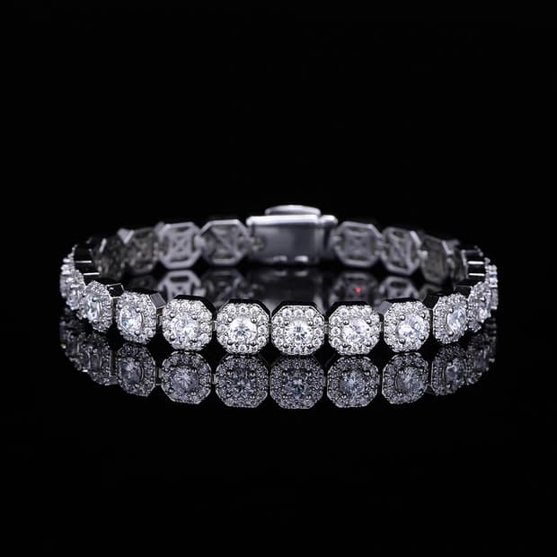Oceanora 7mm 풀 지르코니아 초광택 팔찌, 힙합 스타일