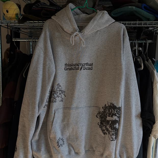 디스이즈네버댓 그레이트풀데드 그레이 후드티 L