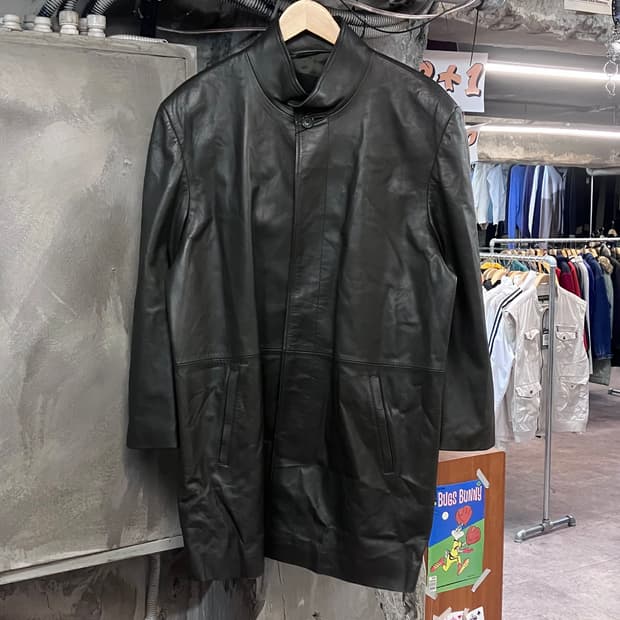 버튼 가죽 롱자켓 카키 XL #csz3530