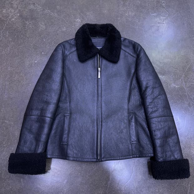 체이스컬트 양가죽 무스탕 모피 가죽자켓 블랙 95