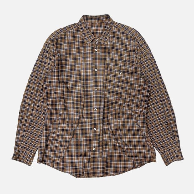 PAPAS brown check pocket shirt