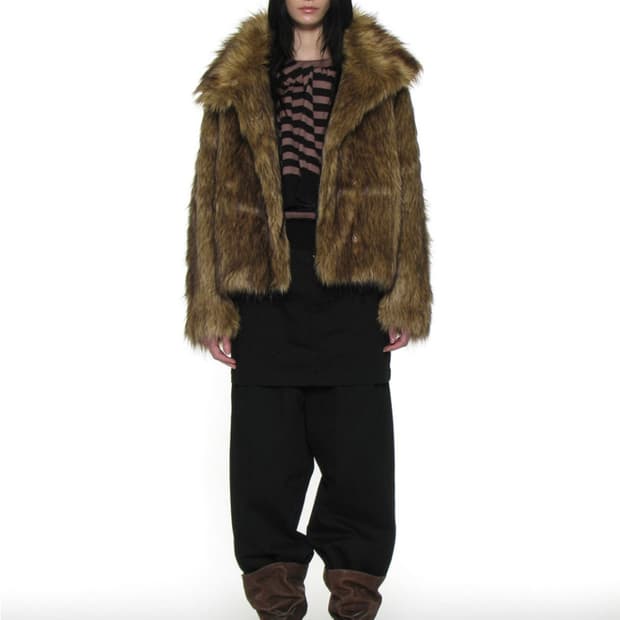 파르티멘토 우먼 코쿤 하이넥 퍼 자켓