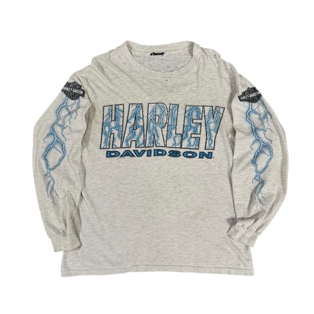 빈티지 90s 할리데이비슨 라이트닝 롱슬리브 티셔츠
