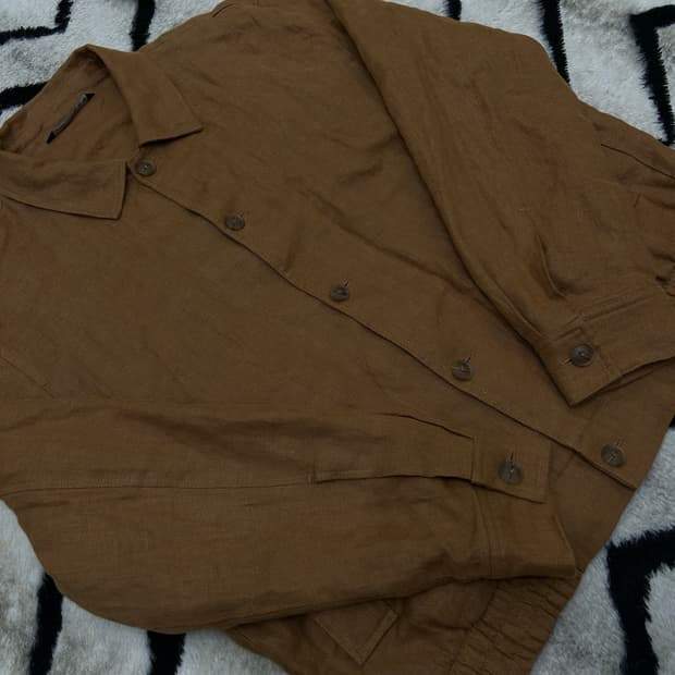 [한국2Xl]ZARA 린넨 카라 블루종/카멜