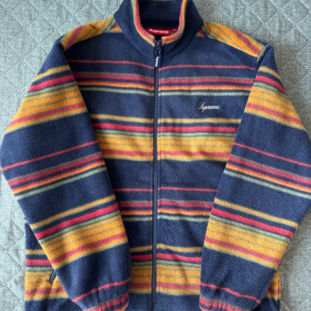 (S)슈프림 스트라이프 플리스 네이비