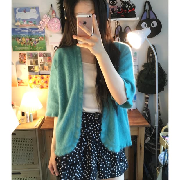 VINTAGE ANGORA TOUCH CARDIGAN MINT