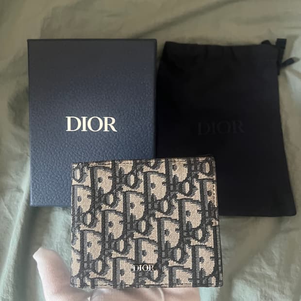 (새상품급) 디올 오블리크 반지갑 베이지