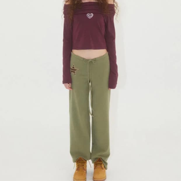 애즈이프캘리 솔리드 스타 팬츠 카키