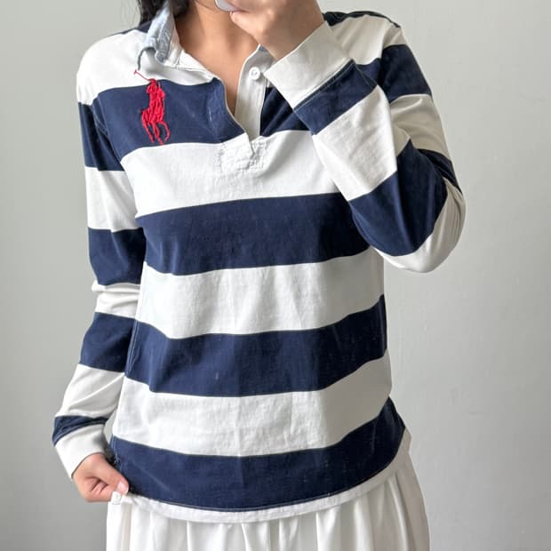 [XL] 폴로 네이비 스트라이프 카라티