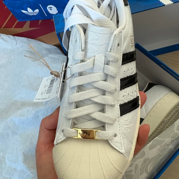 새상품)아디다스 베이프 슈퍼스타 245 bape 화이트