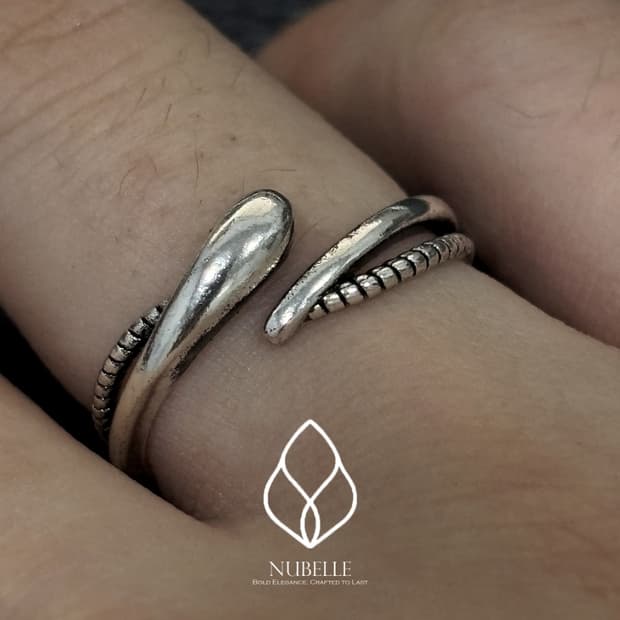 🌑 Nubelle Snake Layered 925 silver ring