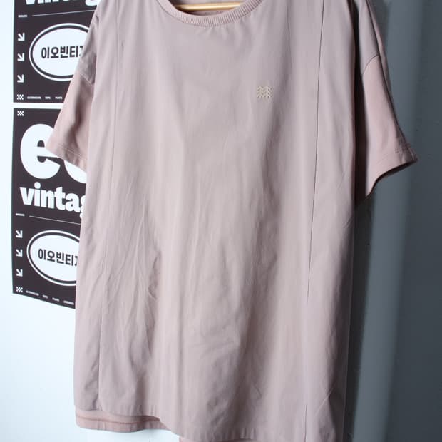 (L-XL) 코오롱스포츠 반팔 티셔츠 기능성 핑크 우븐-H34462