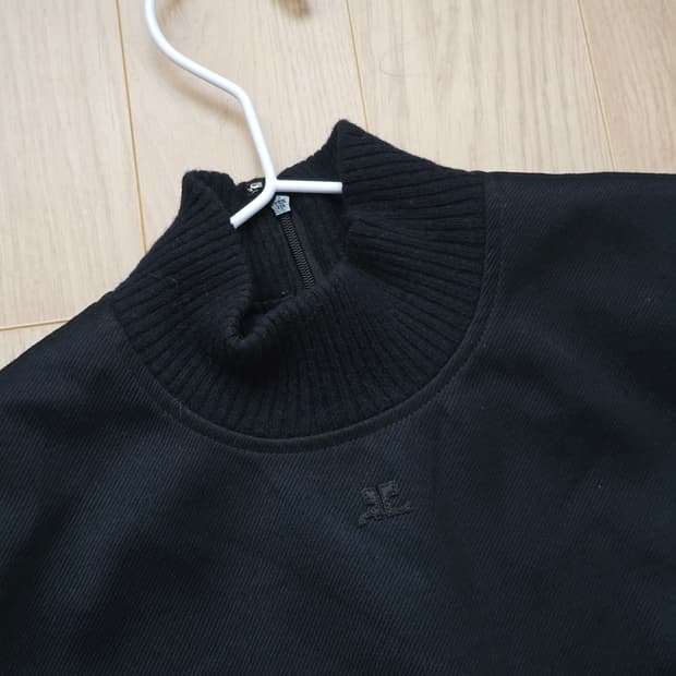 Courreges 꾸레쥬 니트혼방 로고 블랙 원피스 11AR