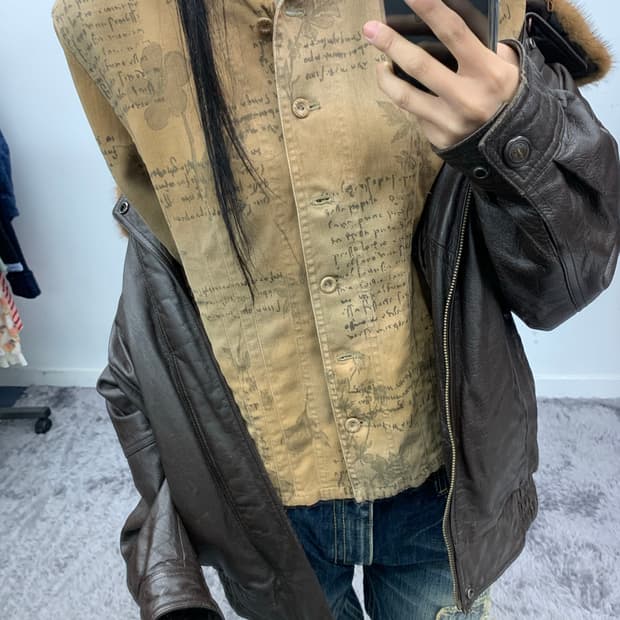 재패니즈 플라워 프린팅 셔츠 