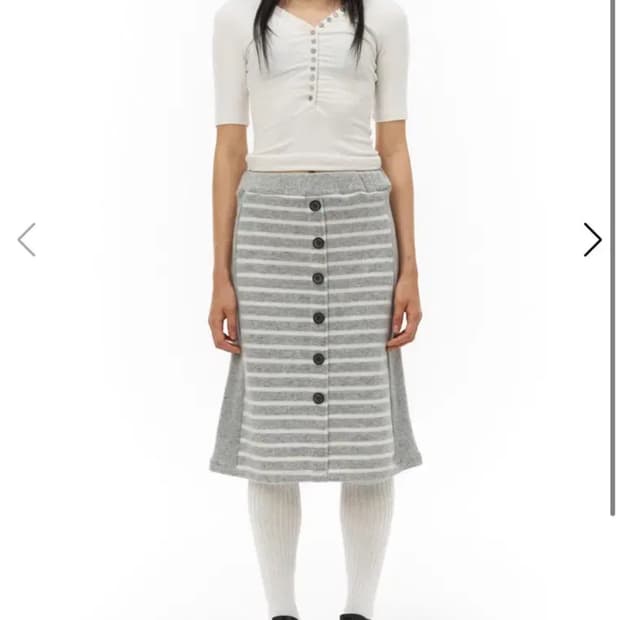 Pahisum 파히섬 스트라이프 버튼 니트 스커트 그레이