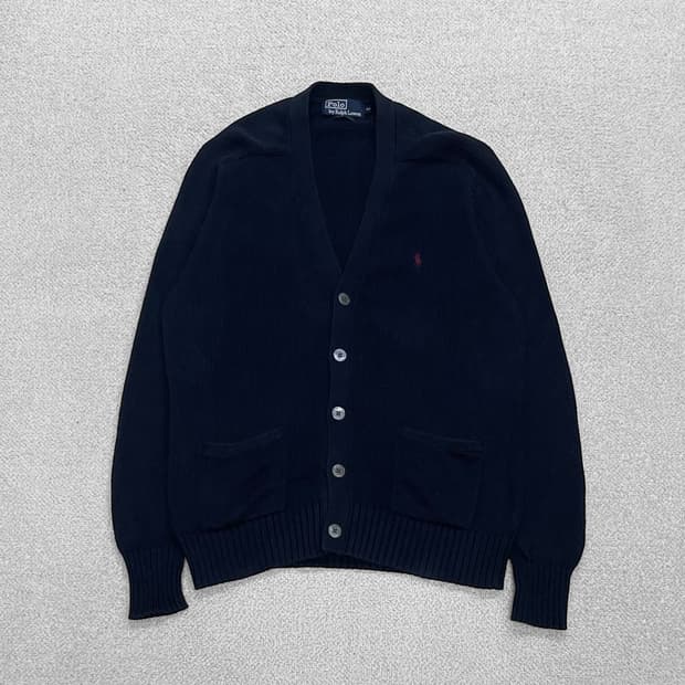 폴로 랄프로렌 포니 로고 브이넥 니트 가디건 네이비