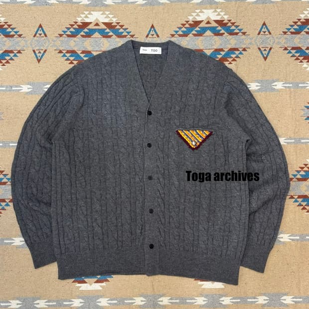 [L] 토가 아카이브 케이블 니트 가디건 그레이 