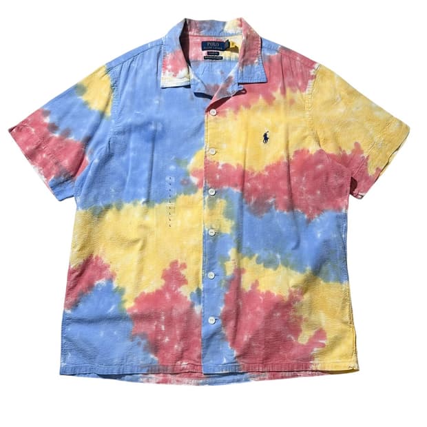 (새상품) 23ss 폴로 랄프로렌 멀티 타이다이 시어서커 반팔 셔츠